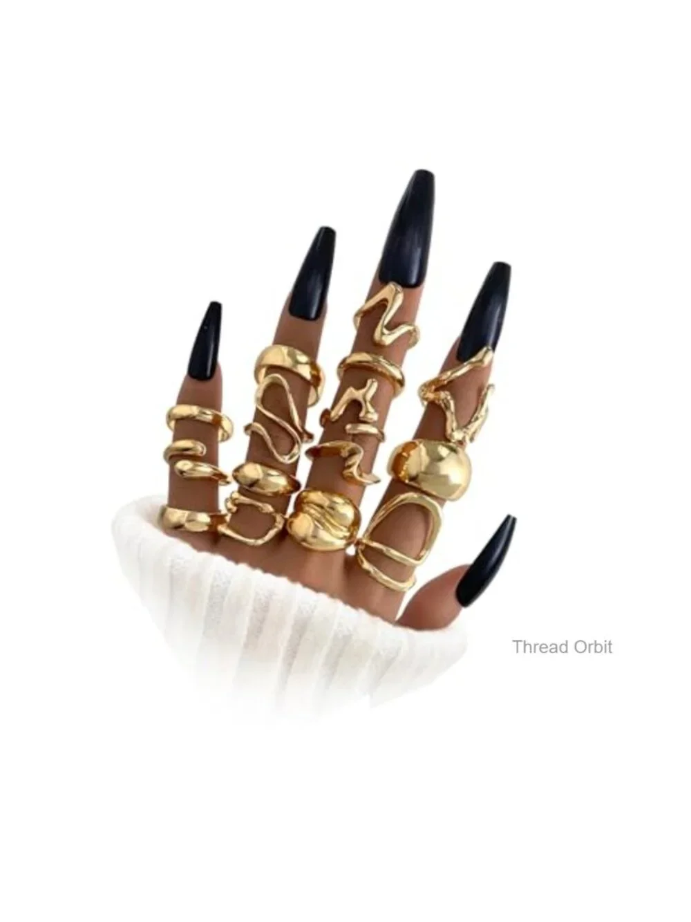 14K Gold Plated Chunky Stackable Open Rings Set - Adjustable